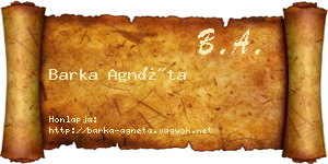 Barka Agnéta névjegykártya
